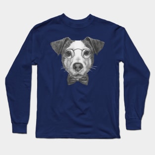 Jack Russell with glasses and bow tie Long Sleeve T-Shirt